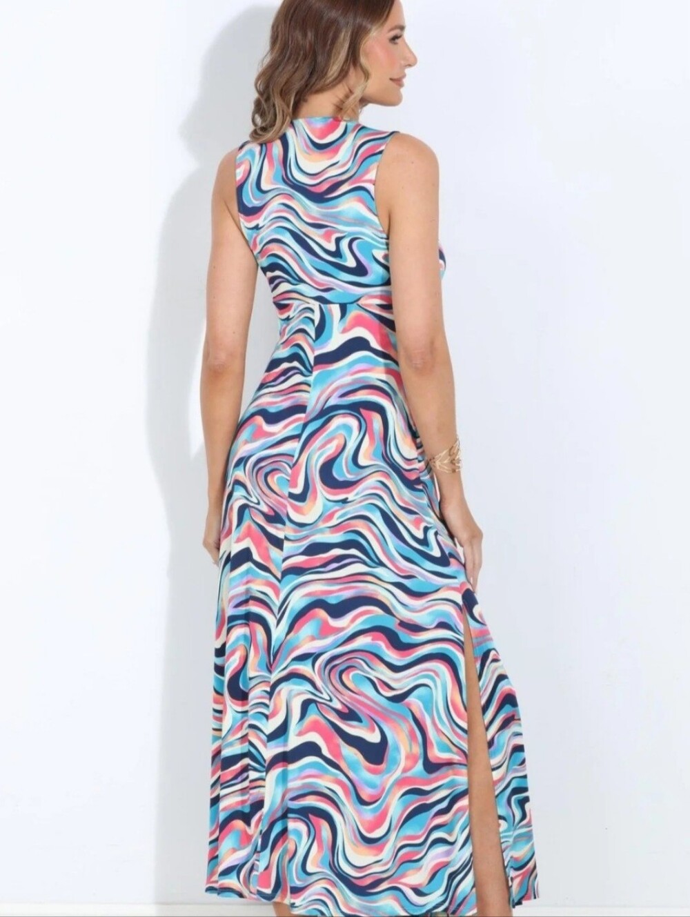Veronica M Pink, Teal & Purple Twist-Front Maxi Dress - Picture 5 of 5